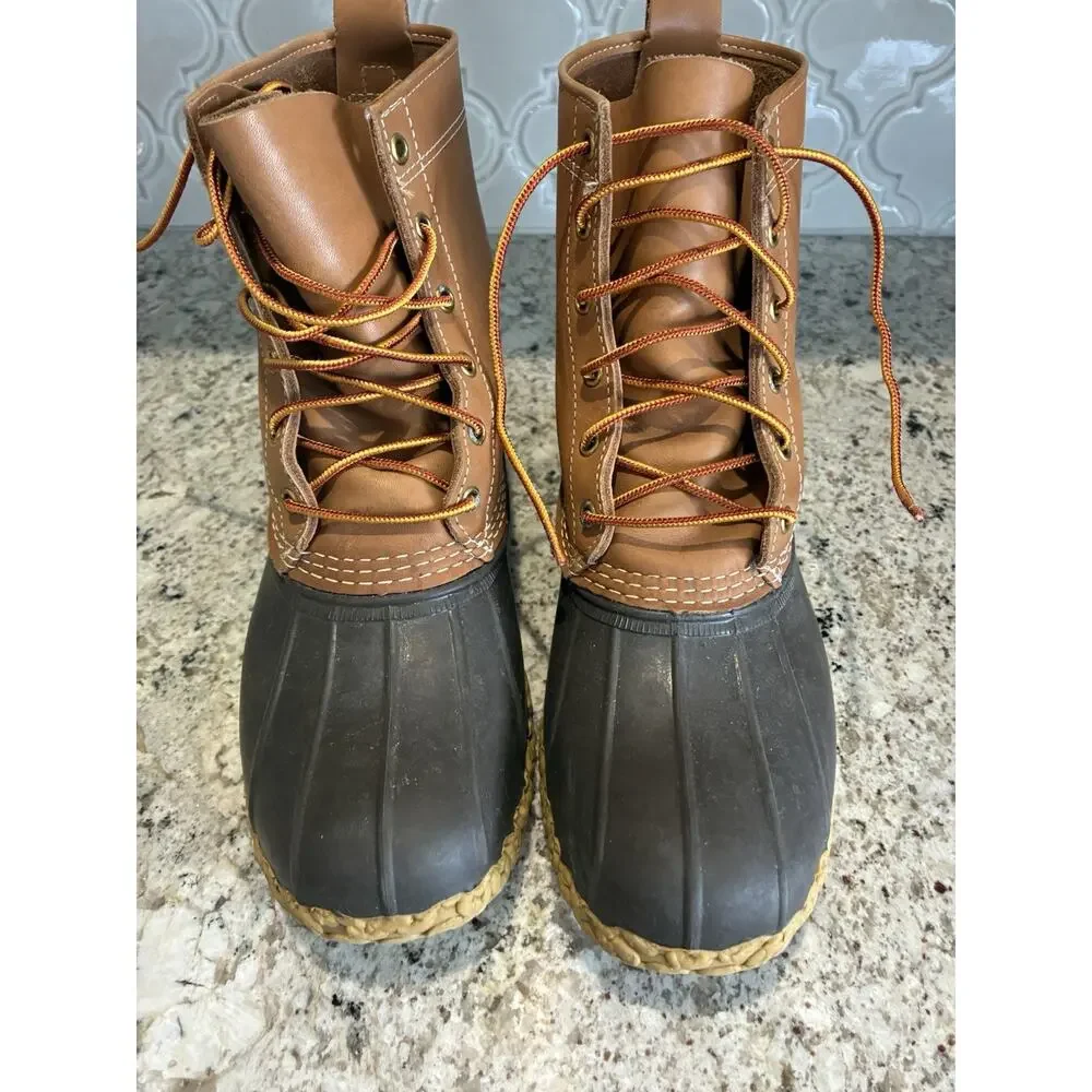 LL Bean Bean Boots Made in USA Duck Boot Brown Leather 10 M